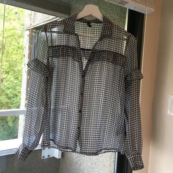 H&M Checked Ruffle Blouse - Picture 2 of 4